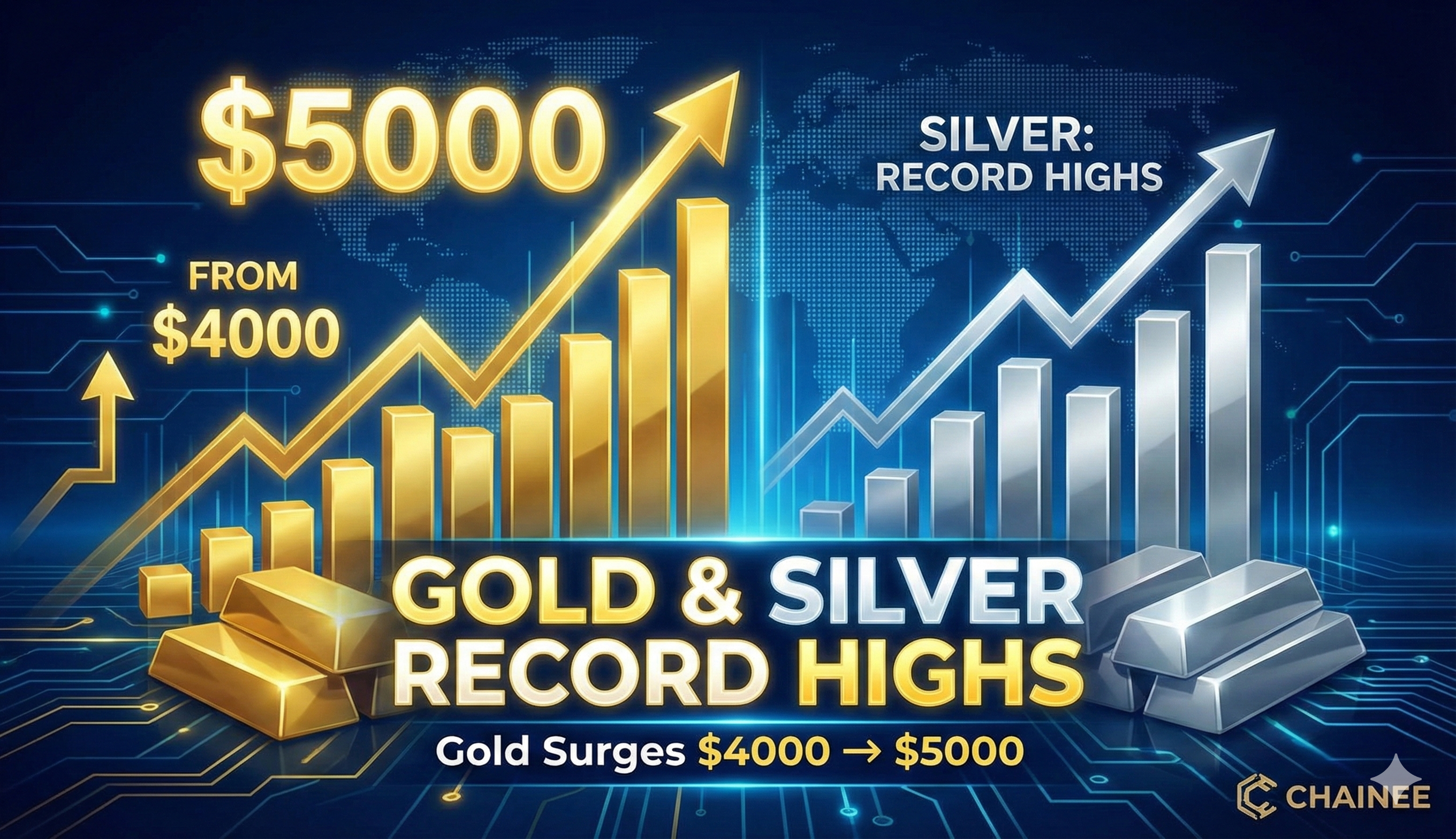 黃金衝破 5000 美元、白銀站上 107 美元！避險資金大轉向，比特幣「數位黃金」地位受考驗