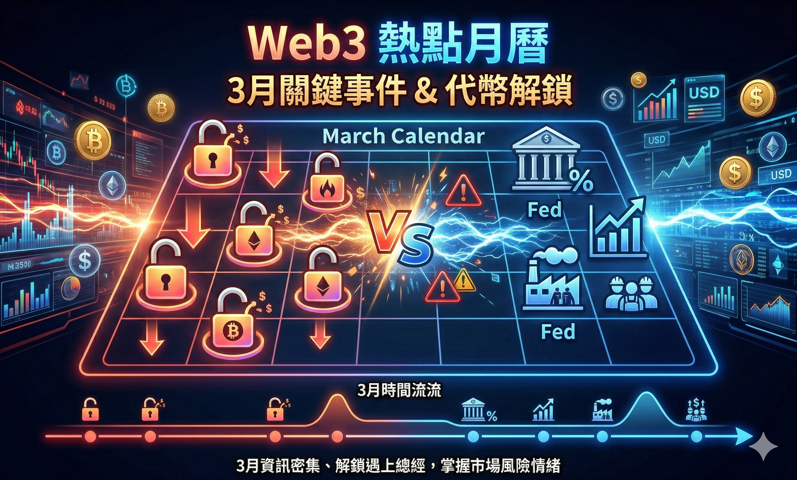 45億鎂代幣拋壓將近！Fed利率有影響嗎？｜2026年3月幣圈熱點月曆