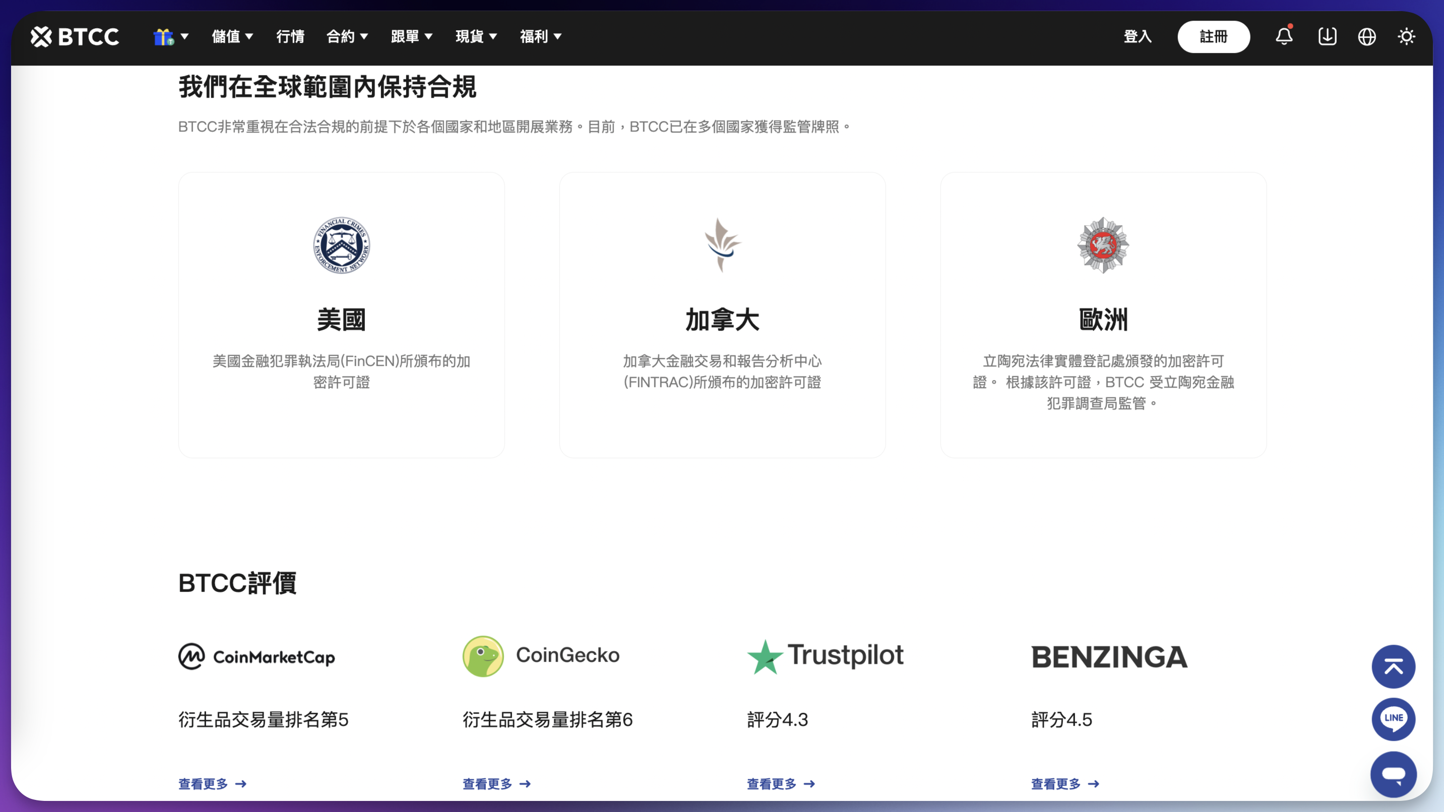 BTCC 加密貨幣衍生品交易量全球排名名列前茅|資料來源:BTCC 官網