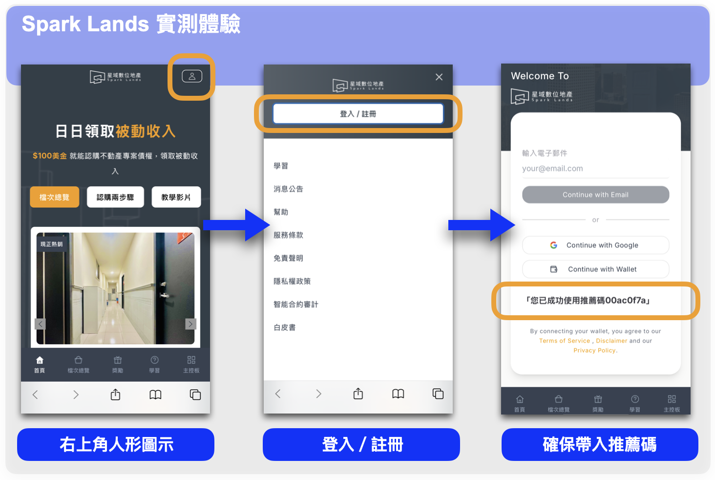 第一步:註冊 Spark Lands
